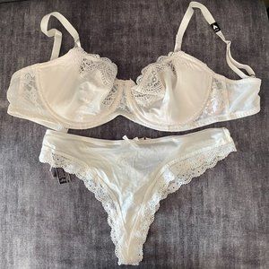 Victoria's Secret White Ivory Bra and Thong Set